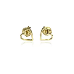 Brinco em Ouro 18k amarelo de coração - B-107 - VIU GOLD
