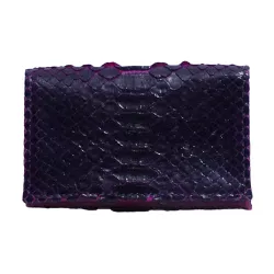Porta Cartão Em couro de couro de cobra (Python re... - Exotic Couros