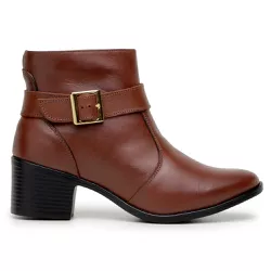 Bota Feminina Cano Curto Café Com Detalhes - 7020C... - Yep Store