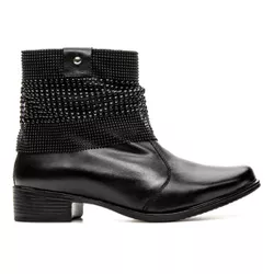 BOTA FEMININA CANO CURTO COURO PRETO - BOTA FEMINI... - ZAFREM