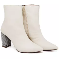 BOTA CANO CURTO SALTO MÉDIO COM STRASS NAPA OFF WH... - ZAFREM