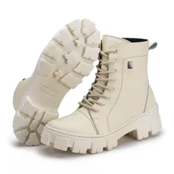 BOTA COTURNO FEMININO ASHER OFF WHITE - COTURNO FE... - ZAFREM