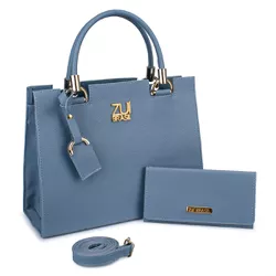 Kit Bolsa Feminina Castelo Relax Azul Aço - Zuí Br... - ZUÍ BRASIL