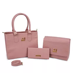 Kit Bolsa Feminina 3 Peças Trice Rosa - Zuí Brasil... - ZUÍ BRASIL