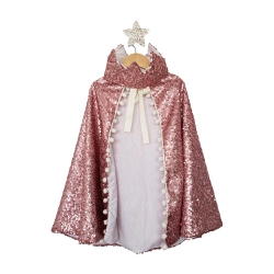 Fantasia Capa e coroa Rosa brilho