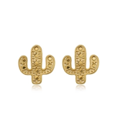 Brinco Cacto Semijoia Banho De Ouro 18k