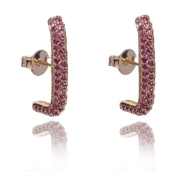 Brinco Ear Hook Cravejado De Zircônias Rubi By Kumbayá Joias