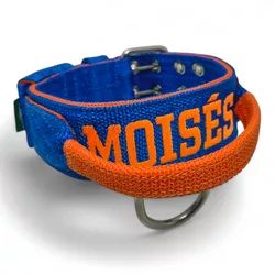 Coleira Poderosso Personalizada Azul e Laranja - pod.p.8.16 - Amorosso