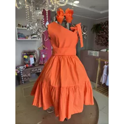 Vestido Helena laranja - Ateliê NewBaby