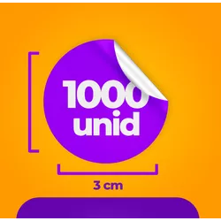 1000 Unidades - Adesivo Vinil (3x3cm) - Atual Adesivos