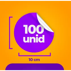 100 Unidades - Adesivo Vinil (10x10cm) - Atual Adesivos