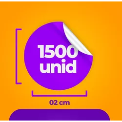 1.500 Unidades - Adesivo Vinil (2x2cm) - Atual Adesivos