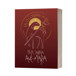 Bíblia Sagrada Ave-Maria - Eis o Cordeiro de Deus - Vermelha - 29517 - Betânia Loja Catolica 