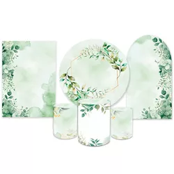 Kit Casadinho + Painel Romano Tema Floral Verde - Loja | Bibi Painéis