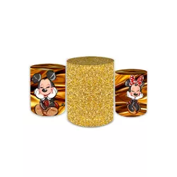 Kit Trio De Cilindros Minnie e Mickey Dourado - Loja | Bibi Painéis