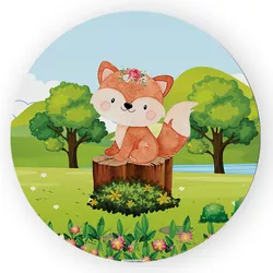 Capa Painel Redondo Raposinha Branca Laranja - Loja | Bibi Painéis