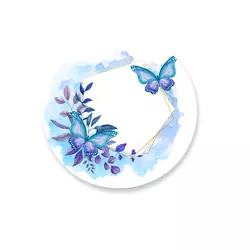 Capa Painel Redondo Borboleta Azul e Branca - Loja | Bibi Painéis