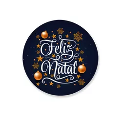 Capa Painel Redondo Feliz Natal Azul - Loja | Bibi Painéis