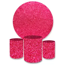 Kit Capa Painel + Trio Cilindros Glitter Rosa - Loja | Bibi Painéis