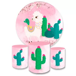 Kit Capa Painel + Trio Cilindro Lhama Rosa 02 - Loja | Bibi Painéis