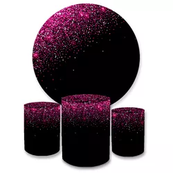 Kit Capa Painel + Trio Cilindros Glitter Rosa Pink - Loja | Bibi Painéis