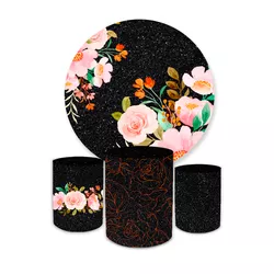 Kit Capa Painel + Trio Cilindros Glitter Preto Com... - Loja | Bibi Painéis