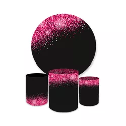 Kit Capa Painel + Trio Cilindros Glitter Preto Com... - Loja | Bibi Painéis