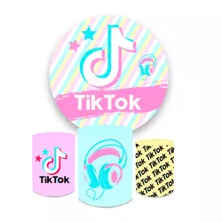 Kit Capa Painel + Trio Cilindros Tiktok Rosa - Loja | Bibi Painéis