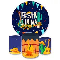 Kit Capa Painel + Trio Cilindros Festa Junina Cact - Loja | Bibi Painéis