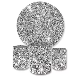 Kit Capa Painel + Trio Cilindros Glitter Prata - Loja | Bibi Painéis