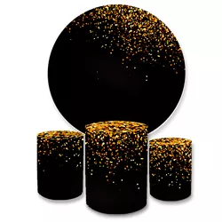 Kit Capa Painel + Trio Cilindros Preto Com Glitter... - Loja | Bibi Painéis