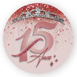 Capa Painel Redondo Decorativo Tema 15 Anos Decora... - Loja | Bibi Painéis