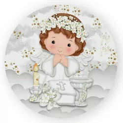 Capa Painel Redondo Decorativo Tema Anjinho Cute D... - Loja | Bibi Painéis