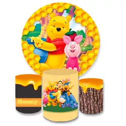 Kit Capa Painel + Trio Cilindros Ursinho Pooh 02 - Loja | Bibi Painéis