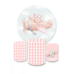 Kit Capa Painel + Trio Cilindro Ursinha Aviador Ro... - Loja | Bibi Painéis
