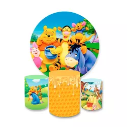 Kit Capa Painel + Trio Cilindro Urso Pooh Turma - Loja | Bibi Painéis