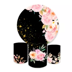 Kit Capa Painel + Trio Cilindro Floral Preto - Loja | Bibi Painéis