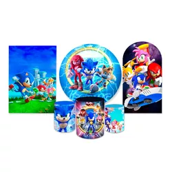 Kit Capadinho + Painel Romano Tema Sonic 02 - Loja | Bibi Painéis