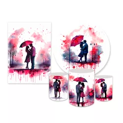 Kit Casadinho Tema Dia Dos Namorados Guarda Chuva - Loja | Bibi Painéis