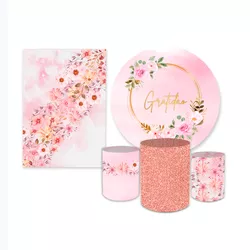 Kit Casadinho Tema Gratidão Floral Rosa - Loja | Bibi Painéis
