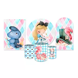 Kit Casadinho + Painel Romano Tema Baby Alice - Loja | Bibi Painéis