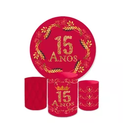 Kit Capa Painel + Trio Cilindros 15 Anos Vermelho - Loja | Bibi Painéis