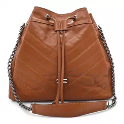 Bolsa Saco Couro Tiras Correntes - BS-CT - Calçados Em Casa