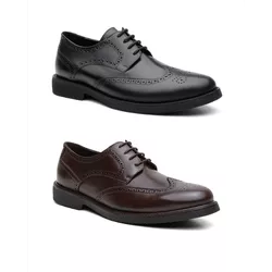 Kit 2 Pares Sapato Casual Brogue em Couro - 3095 k... - Centuria Calçados