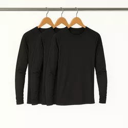 Kit 3 Camisetas Manga Longa Básica Masculina Preto... - CHIELLA