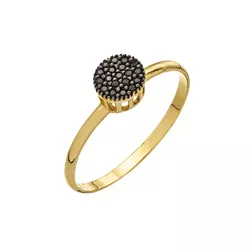 Anel De Ouro 18k Pavê Com Zircônias Negras - 10052... - Fábrica do Ouro ®️