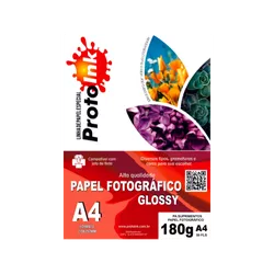 PAPEL FOTO A4 GLOSSY 180G 50FLS PROTOINK - 3020400... - PARÁ SUPRIMENTOS