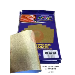 Papel Glitter Ouro A4 180g 5 Fls - 10454 - PARÁ SUPRIMENTOS