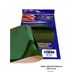Papel Lamicote Verde A4 250g 10 Fls - 10522 - PARÁ SUPRIMENTOS