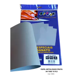 Papel Metalizado Prata A4 150g 15 Fls - 10055 - PARÁ SUPRIMENTOS